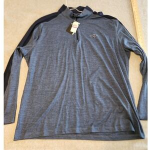 Callaway Pullover Mens 2XL Deep‎ Navy Heather Quarter Zip Golf Performance Shirt